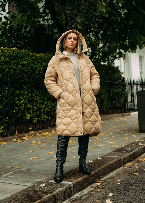 Camila styles the Barbour Re-engineered Diamond Quilts Collection AW21