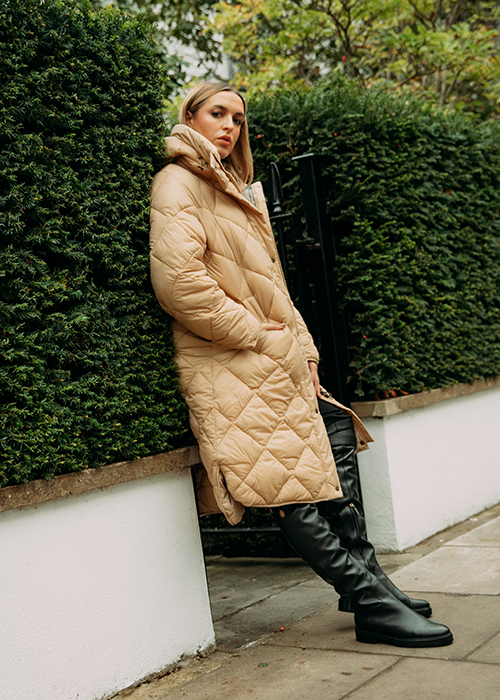Camila styles the Barbour Re-engineered Diamond Quilts Collection AW21