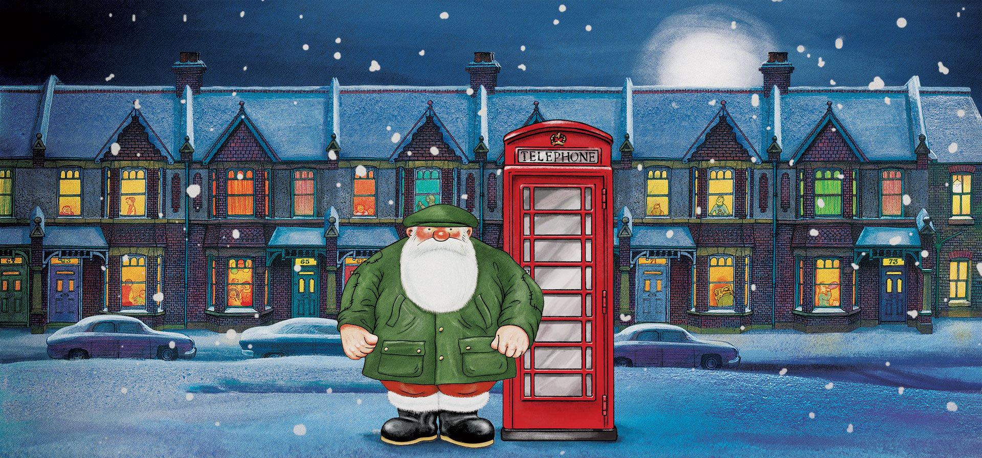 (Barbour) father christmas with red telephone box