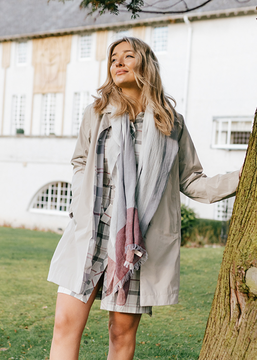 Emily Hunt styling the SS20 tartan collection Emily Hunt styling the SS20 tartan collection outside the house for an art lover