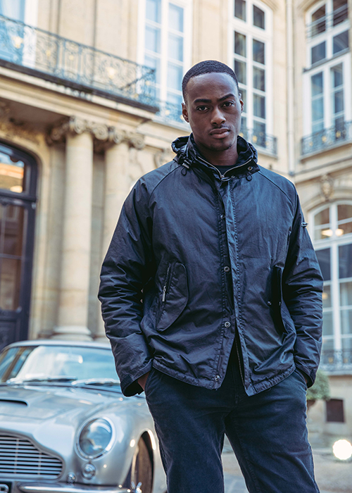 Model wearing Barbour Gold Standard at PFWM Model wearing Barbour Gold Standard at PFWM