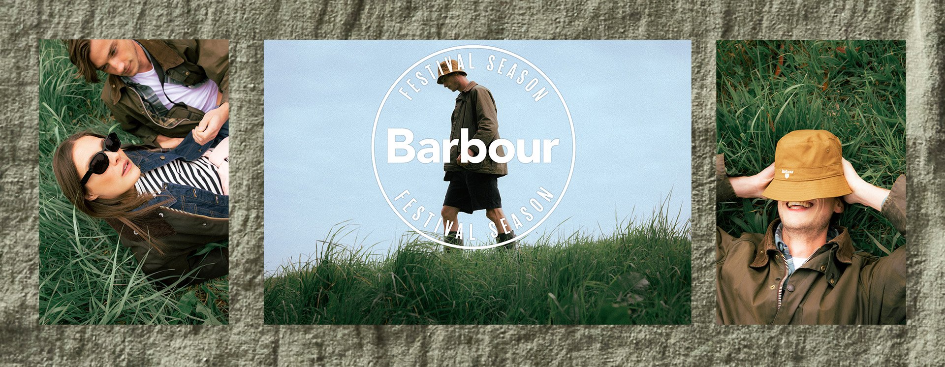 Models wearing clothing from the Barbour Festival Shop