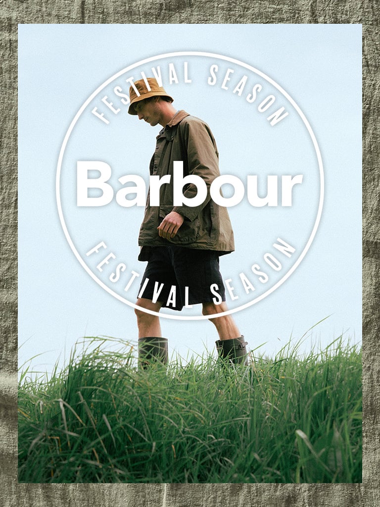 Models wearing clothing from the Barbour Festival Shop