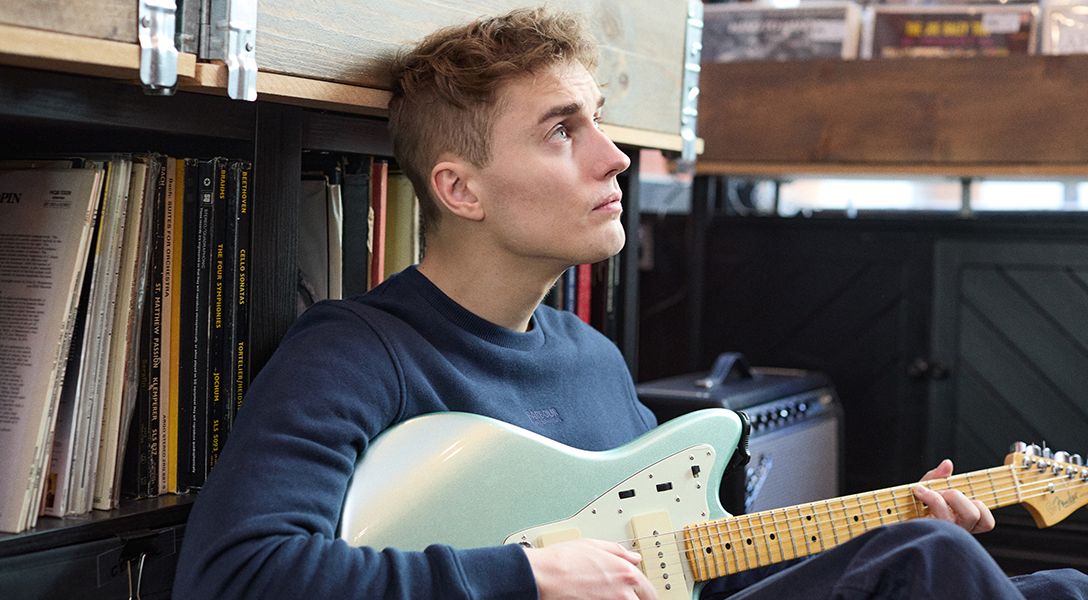 Sam Fender wears the SS21 Sam Fender X Barbour International Collection