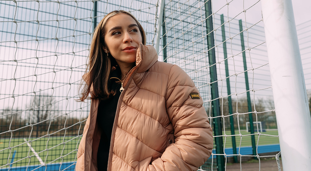 Chelcee styles the Barbour International SS22 Collection