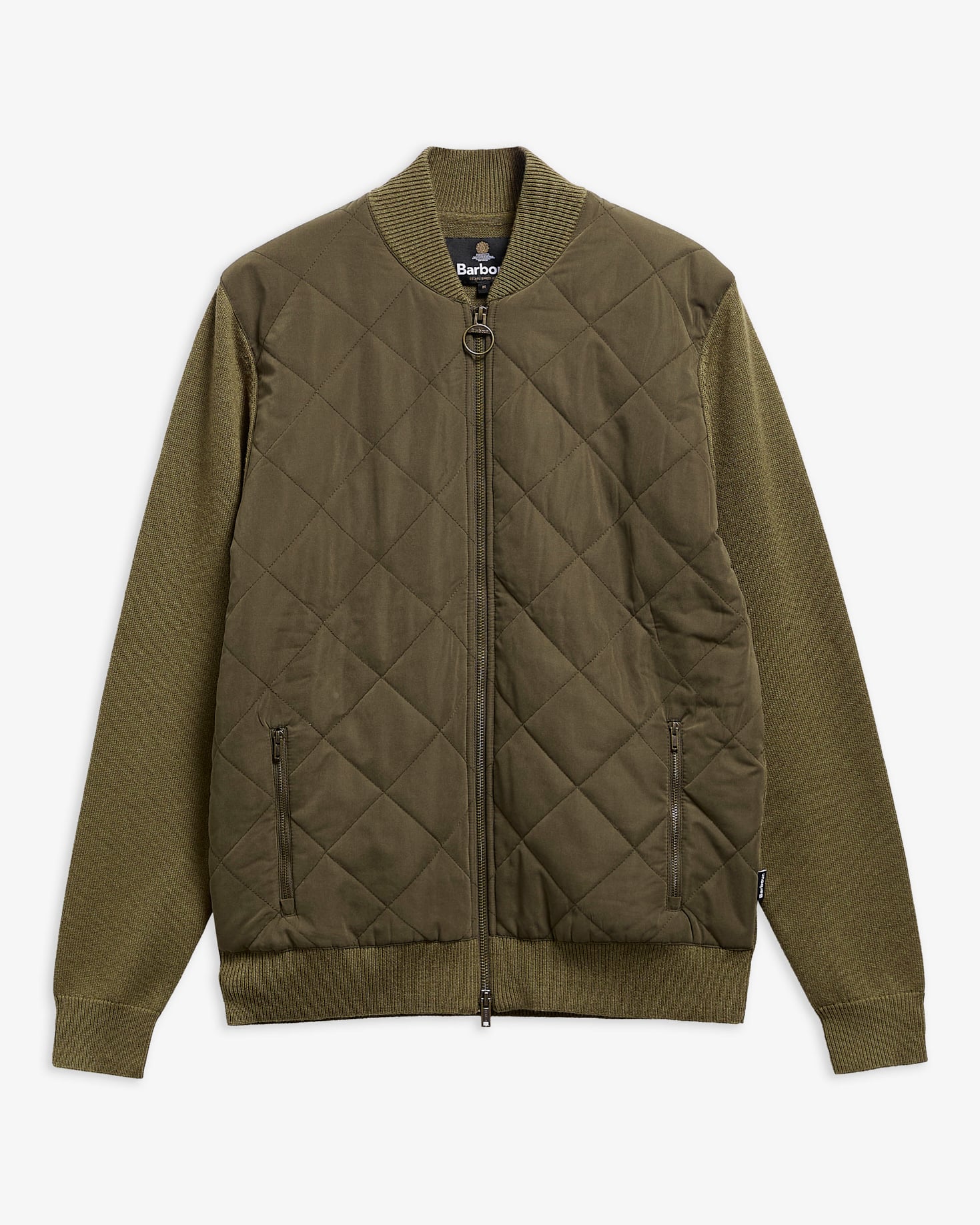 Quilted Front Zip-Up Jacket Olive