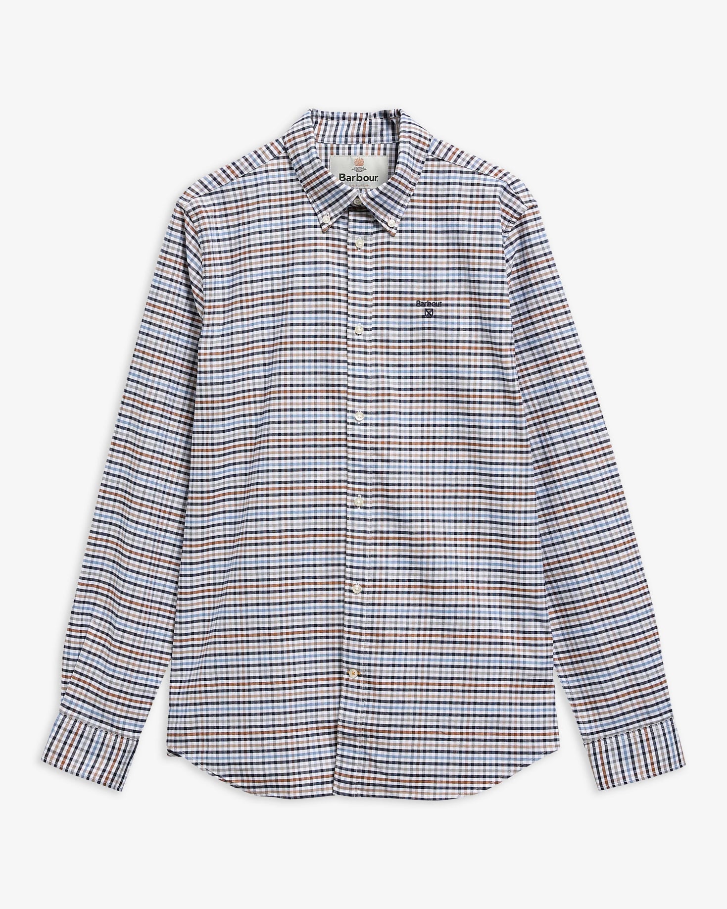 Rickwood Tailored Gingham Long-Sleeved Shirt Stone