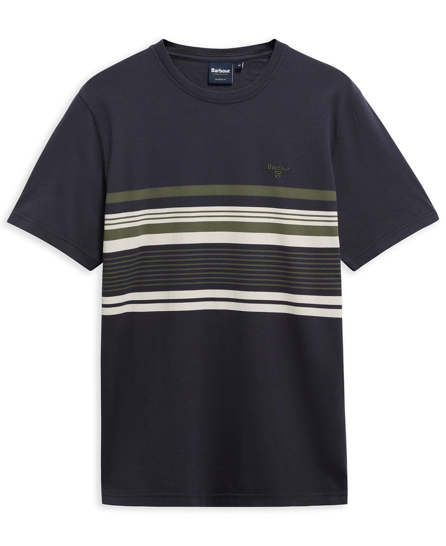 Teeside Striped Graphic Tailored T-Shirt Dark Navy