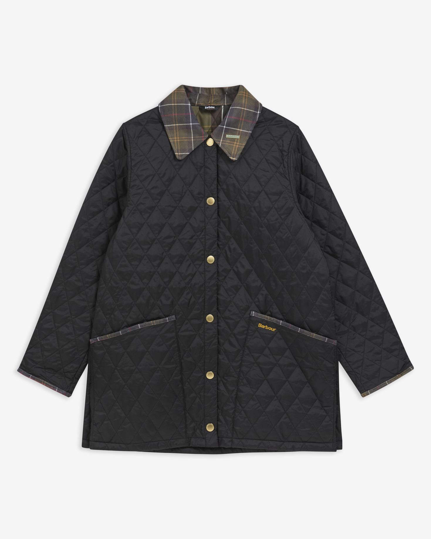Giacca trapuntata Modern Liddesdale con colletto in tartan Icons Black/Classic