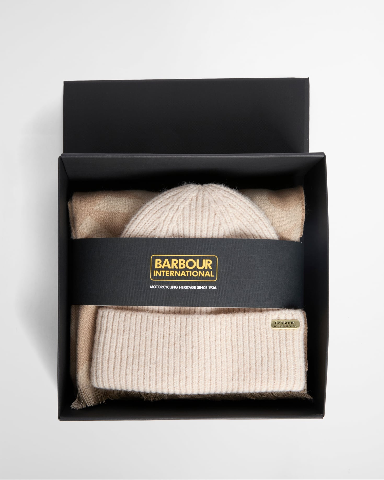 Pendle Beanie & Kenna Scarf Gift Set Moonbeam/Camel