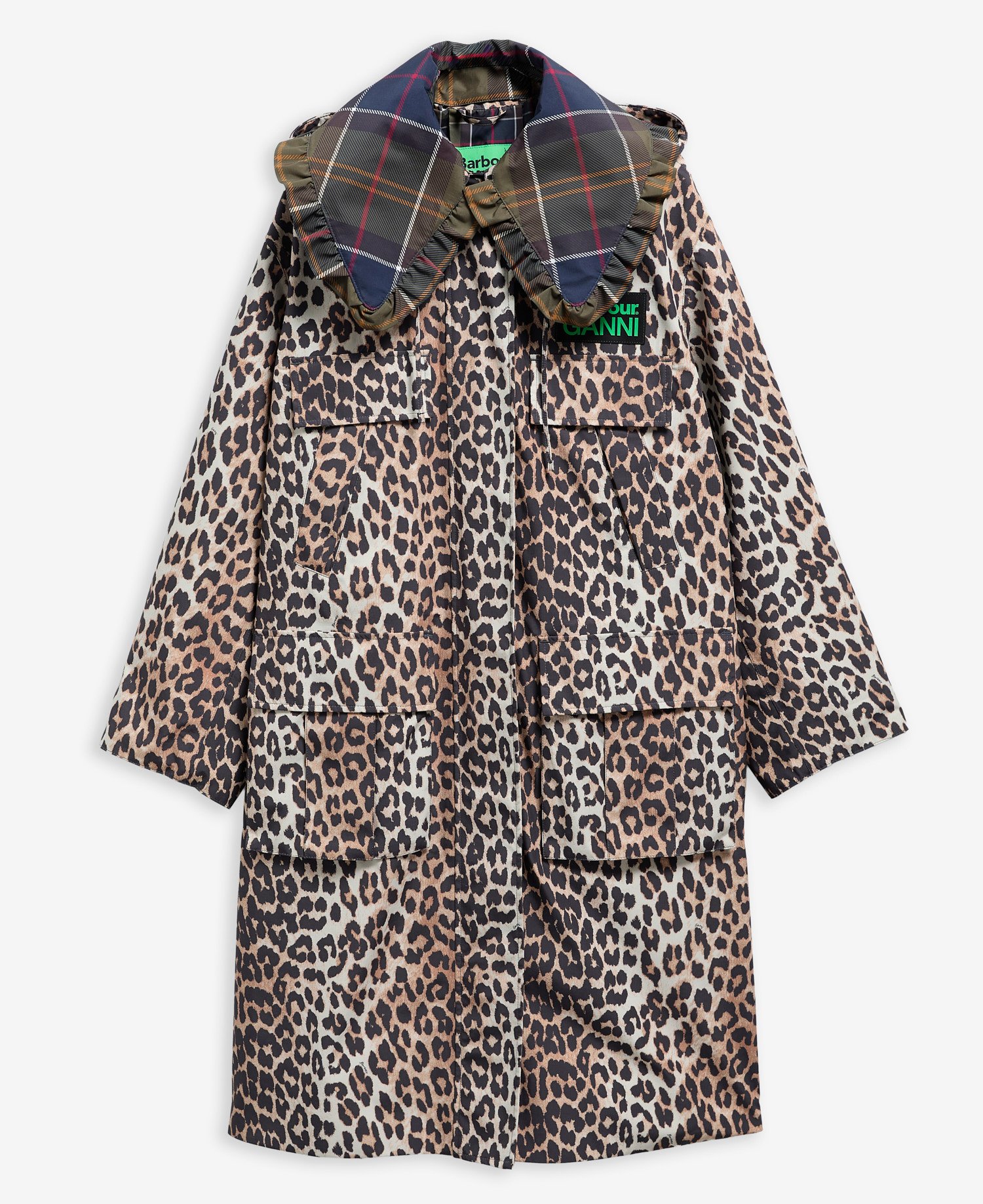 Barbour x GANNI Leopard Print Waterproof Parka Jacket