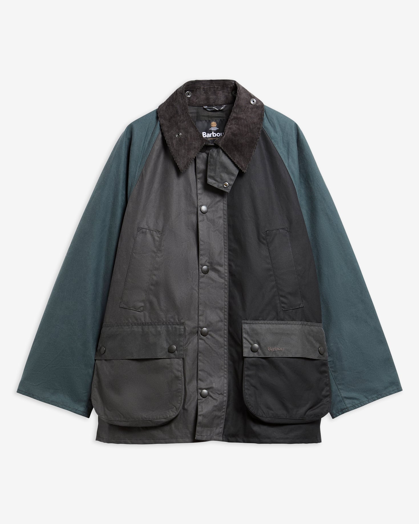 Wachsjacke Patchwork Oversized Bedale Black Multi