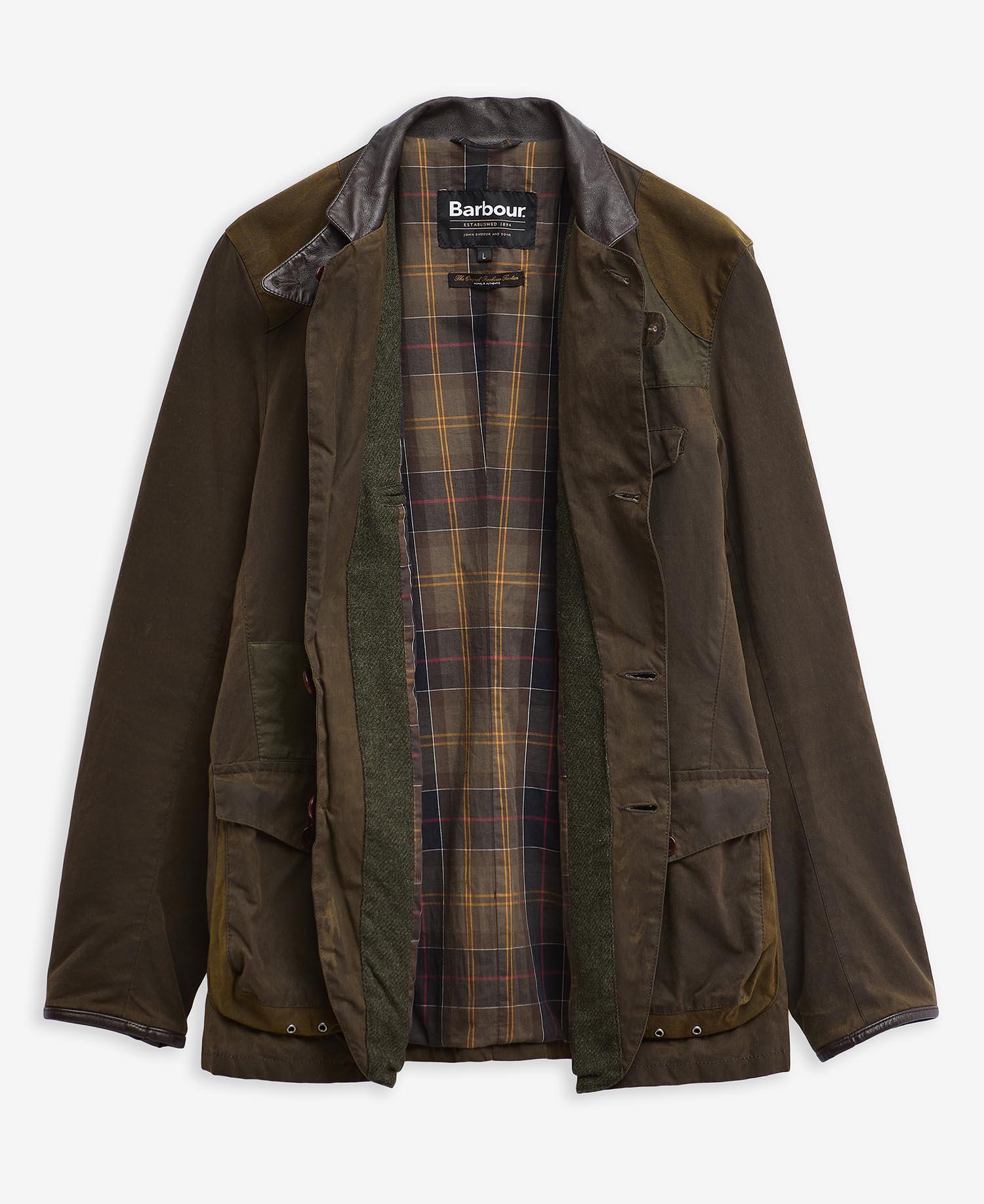 Barbour Re-Loved Beacon Waxed Jacket - Size L Olive