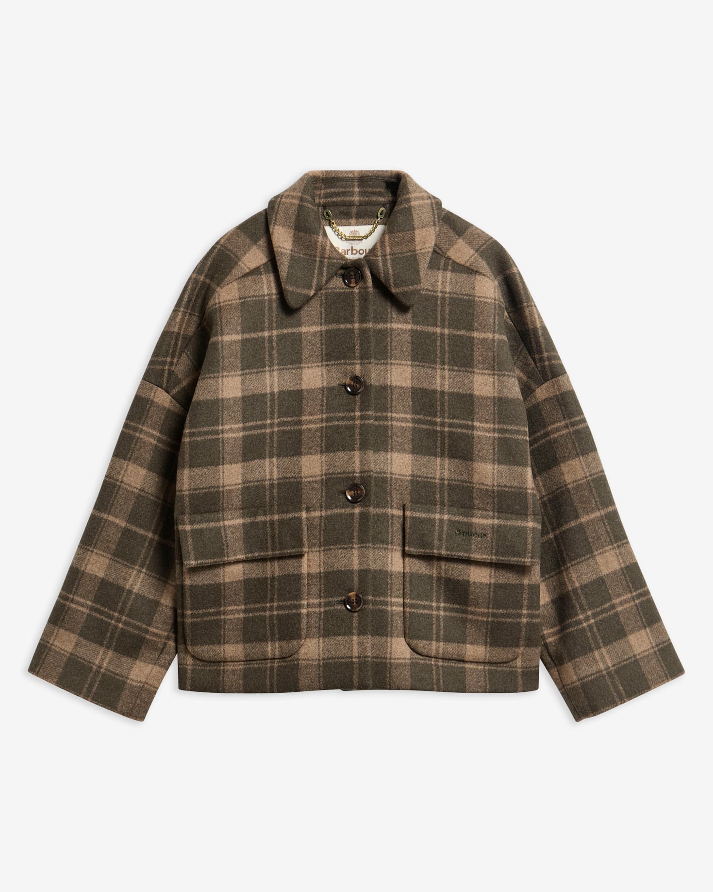 Cappotto in lana a quadri Myla Olive/Biscuit Check