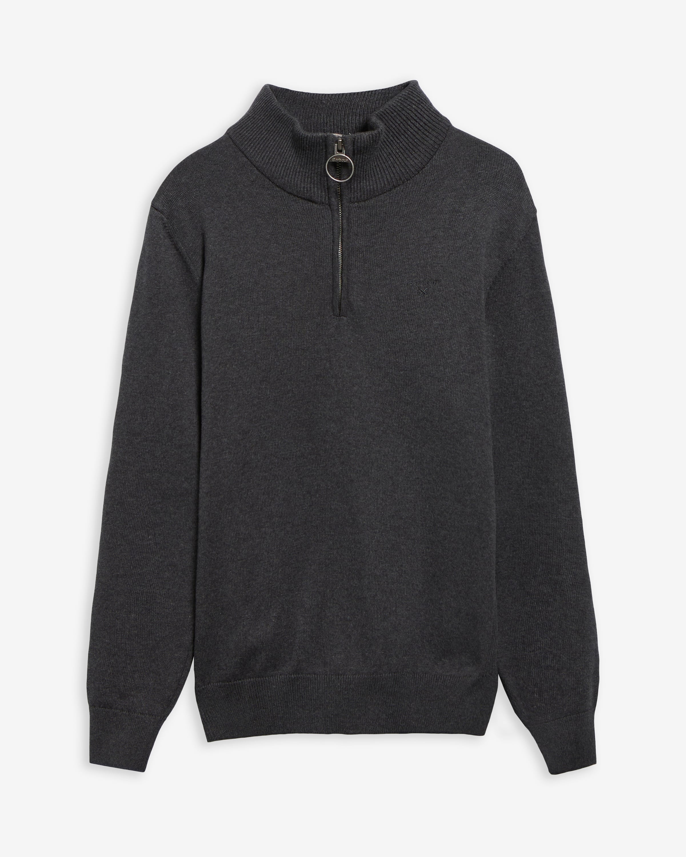 Cotton Quarter-Zip Jumper Charcoal