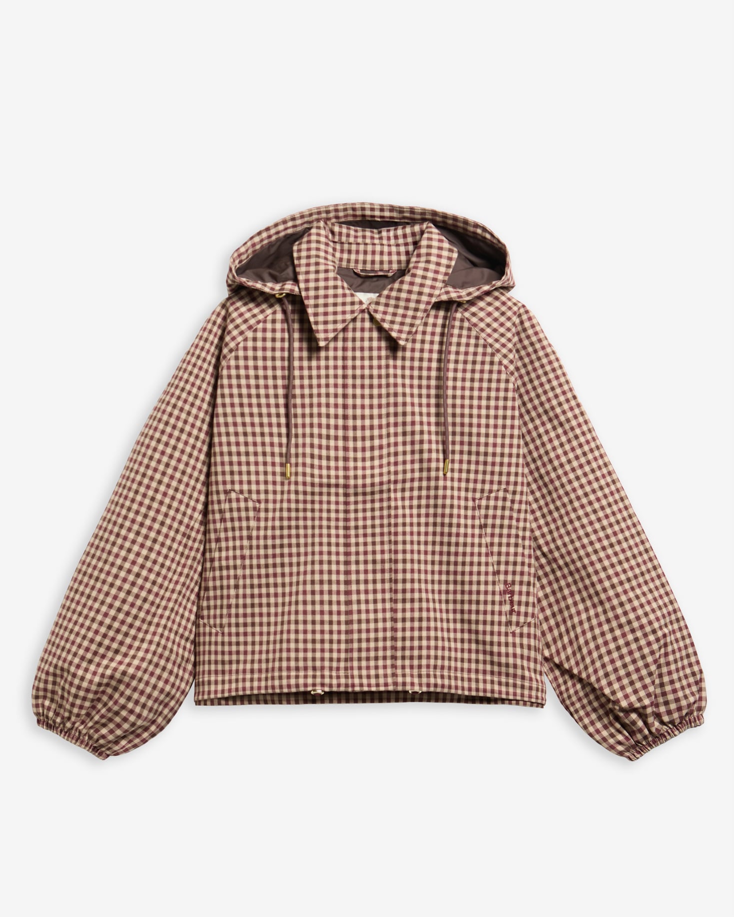 Audrey Showerproof Jacket Cranberry/Brown Gingham