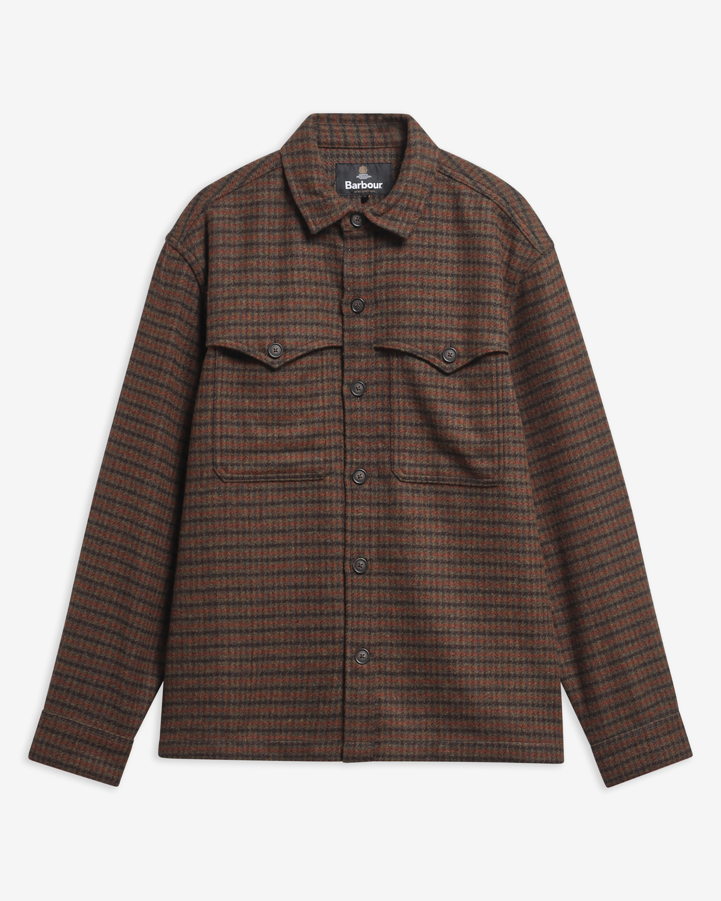 Barbour Overshirt Hatfield Houndstooth Oversized Chesnut