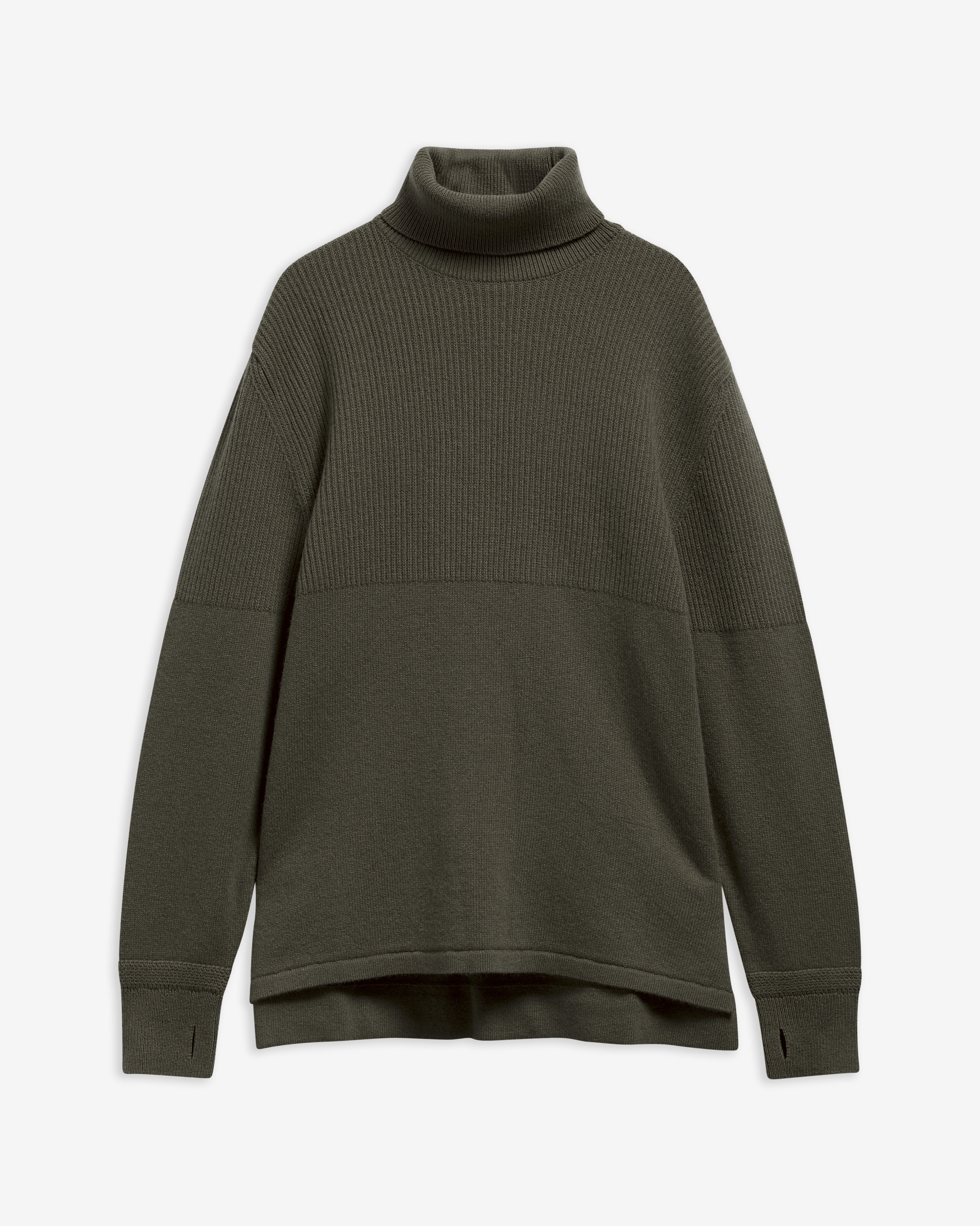 Maglione in lana a collo alto con risvolto Barbour x Norbit Olive