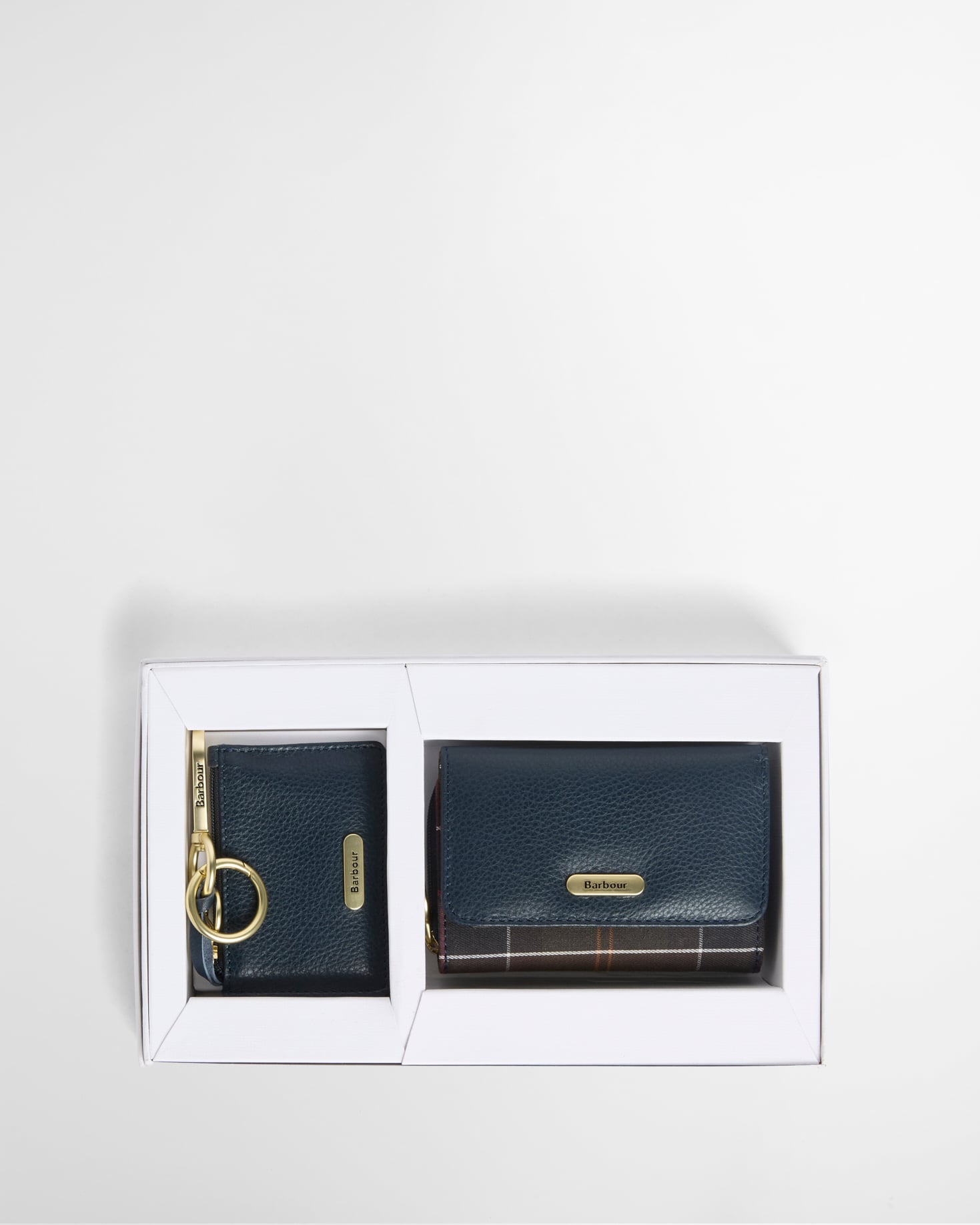 Set regalo Rosa in pelle Navy/Classic Tartan