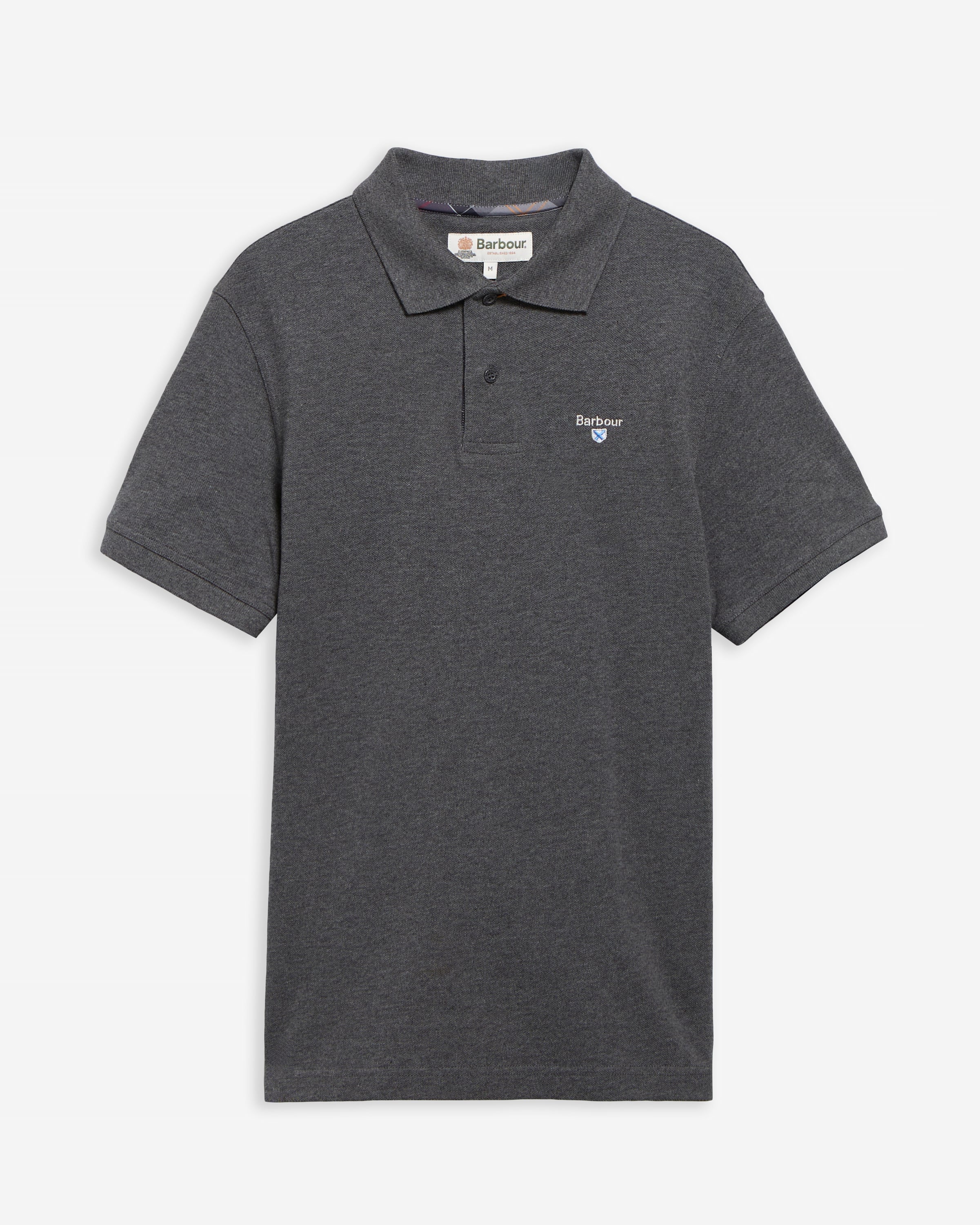 Tartan Pique Polo Shirt Slate Marl