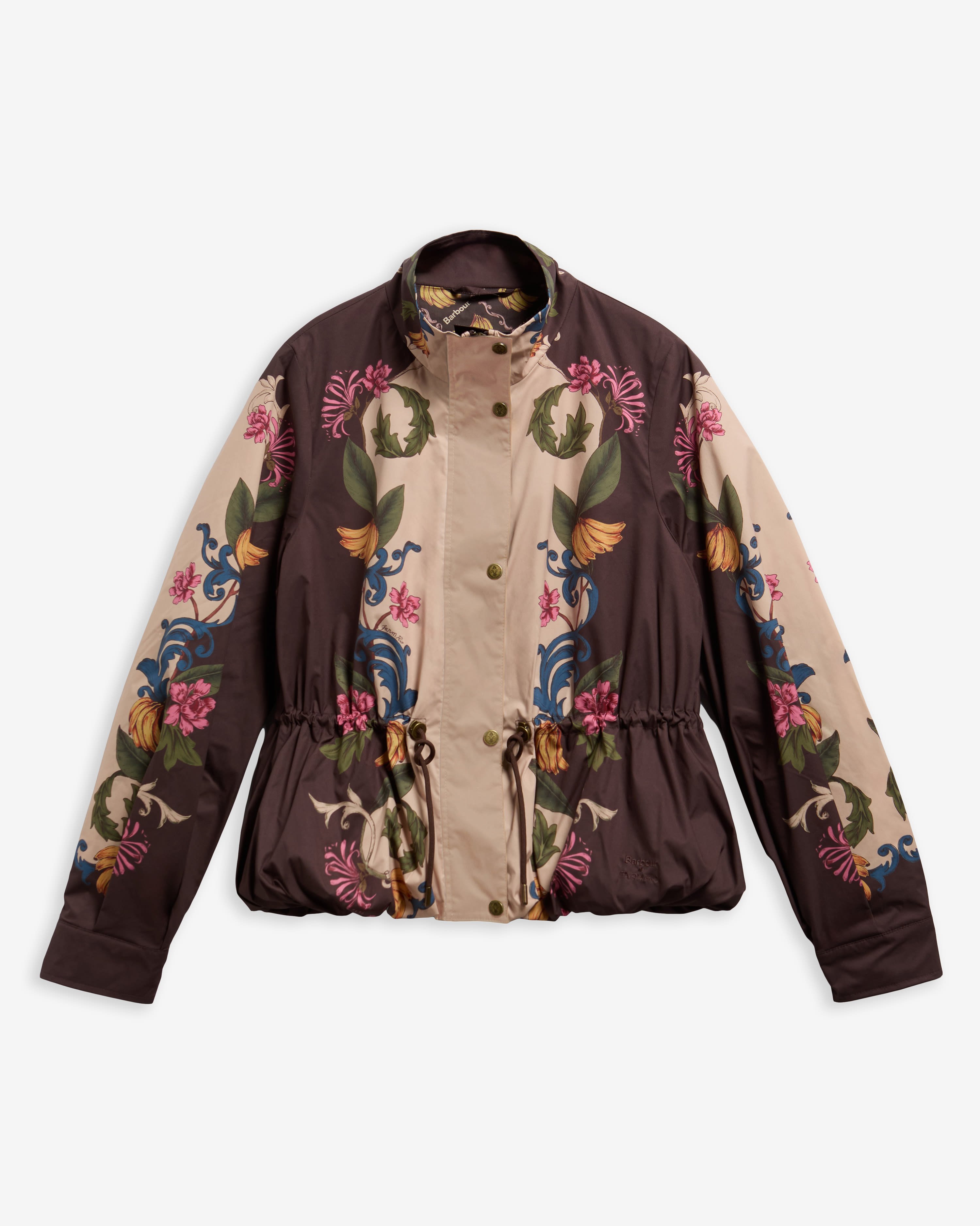 Barbour FARM Rio Mandevilla Peplum Showerproof Jacket Bloom In Between/Brown Banana