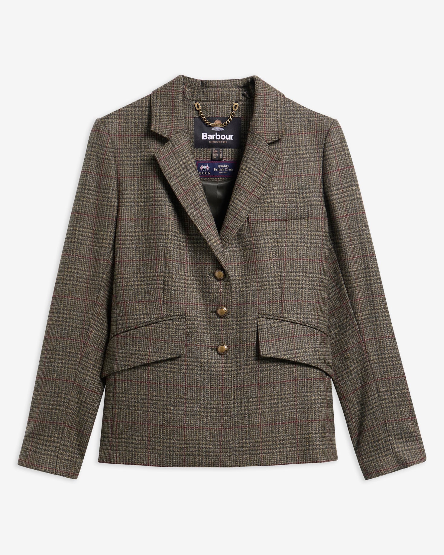 Blazer leggermente aderente Browning Olive Prince Of Wales Check