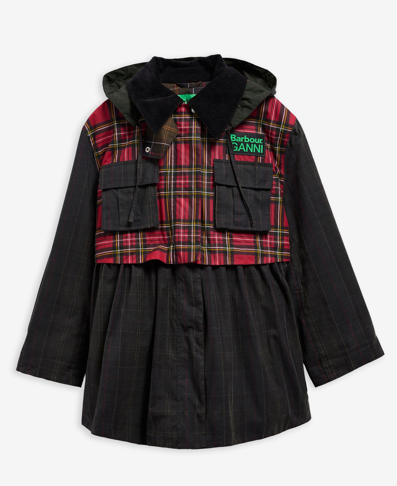 Barbour x GANNI Tartan Peplum Waxed Jacket