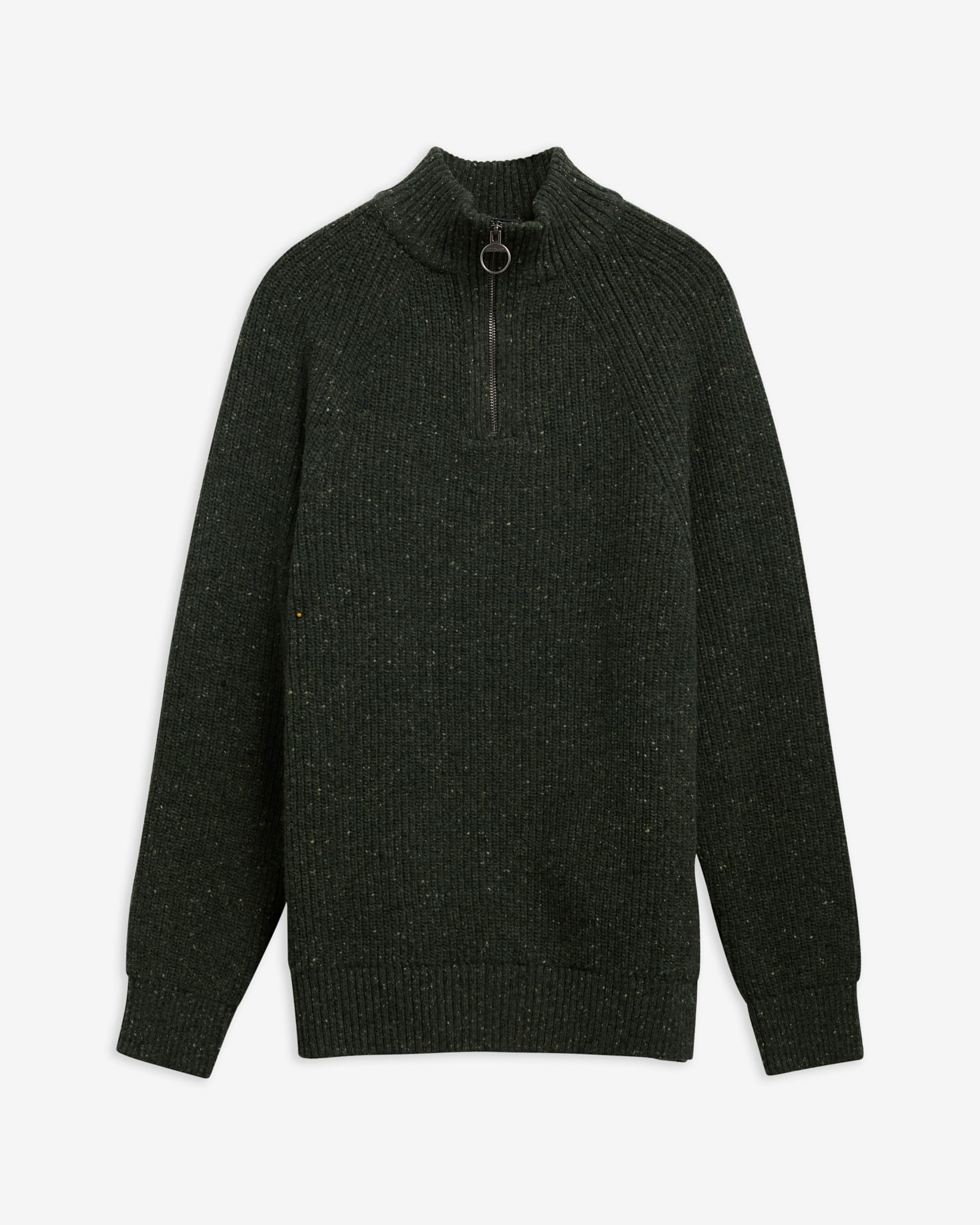 Essentials Fleck Wool Half-Zip Jumper Olive