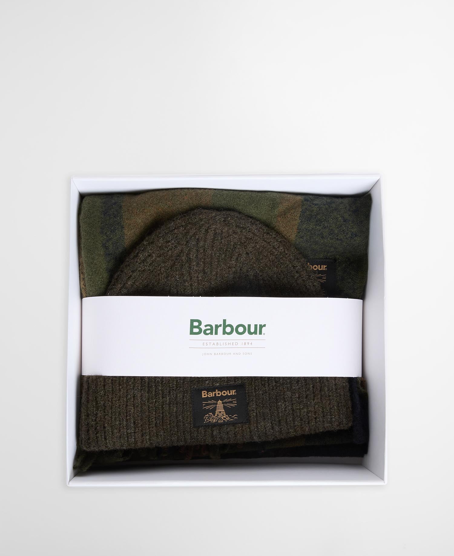 Westerdale Beanie and Scarf Gift Set Olive/Navy