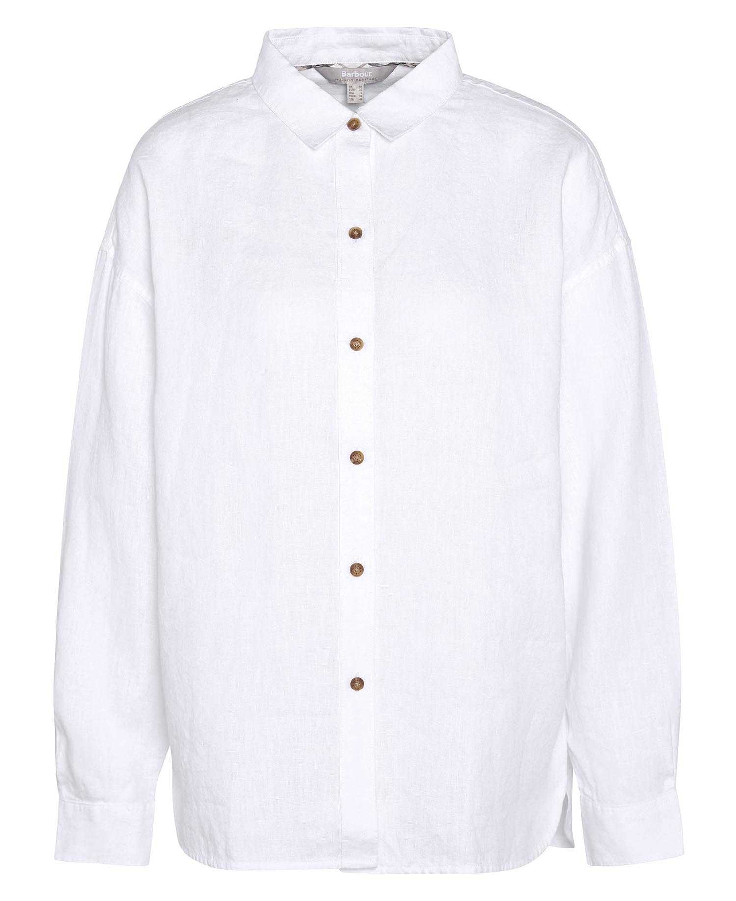 Hampton Relaxed Linen Shirt White/Safari Dress Tartan