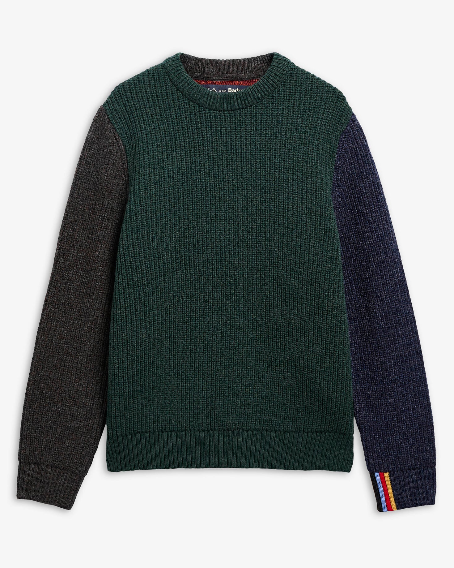 Paul Smith Loves Barbour Tyne Cable Knit Jumper Bottle Green