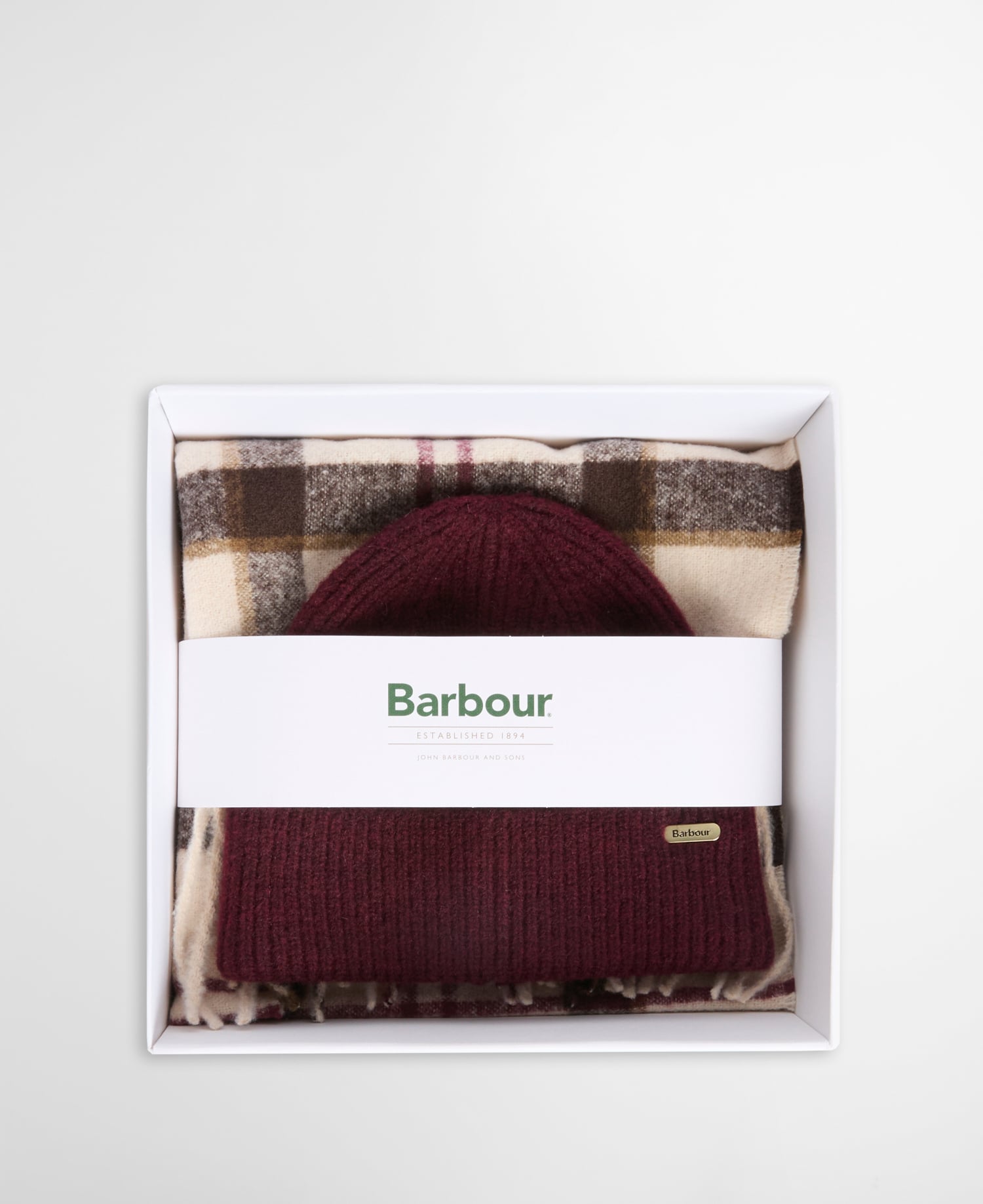 Barbour Geschenkset Beanie & Schal Olivia Light Muted Tartan