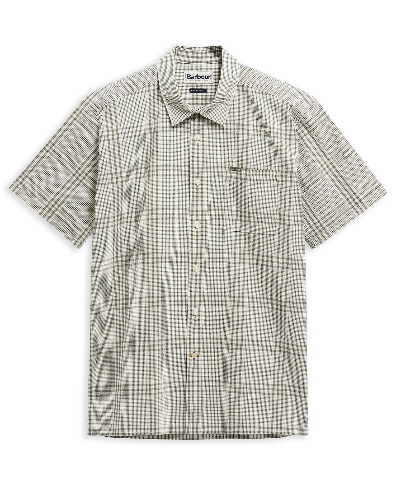 Carrock Checked Seersucker Short-Sleeved Shirt Whisper White