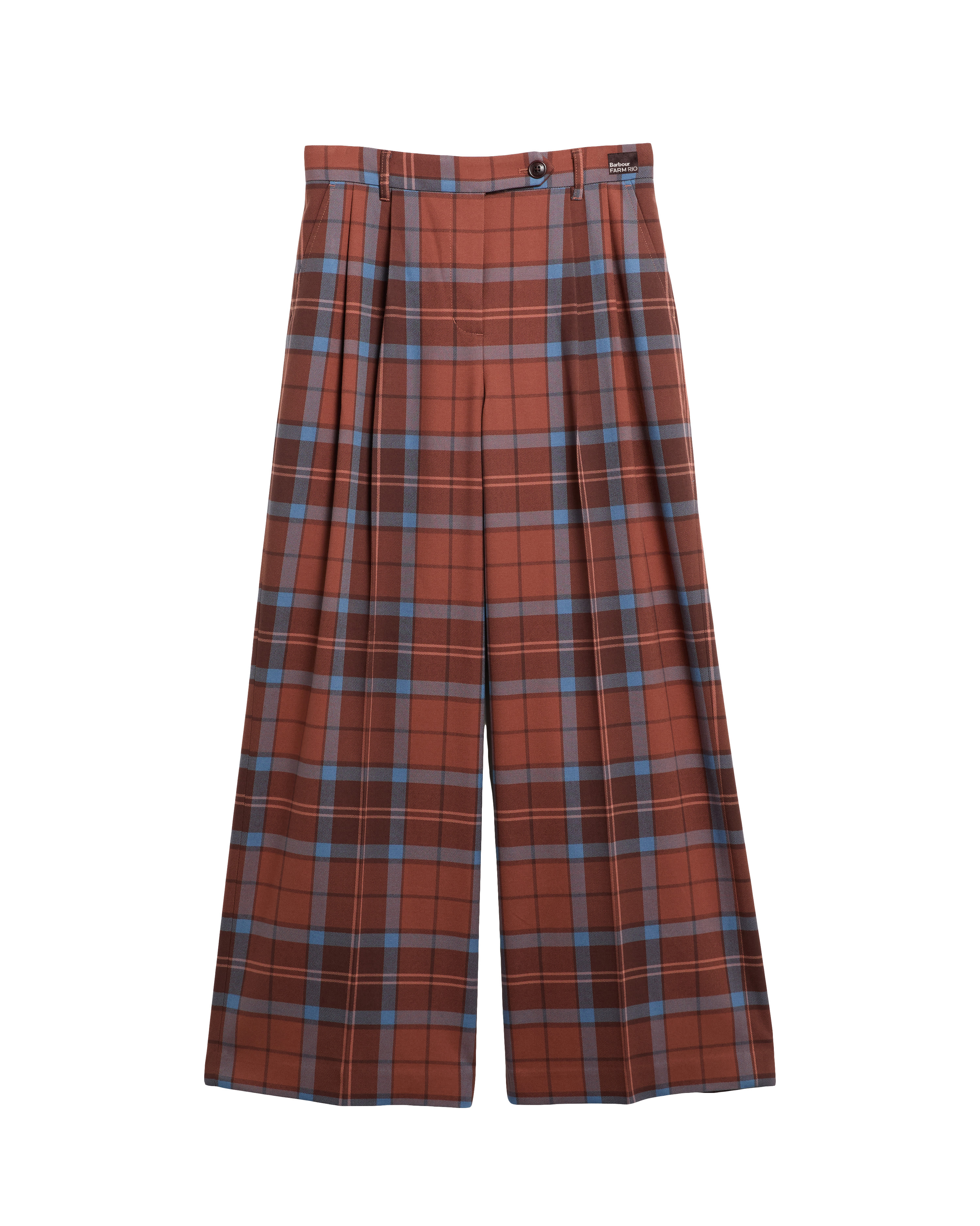 Barbour FARM Rio Allamanda Tartan Wide-Leg Trousers Tropical Tea