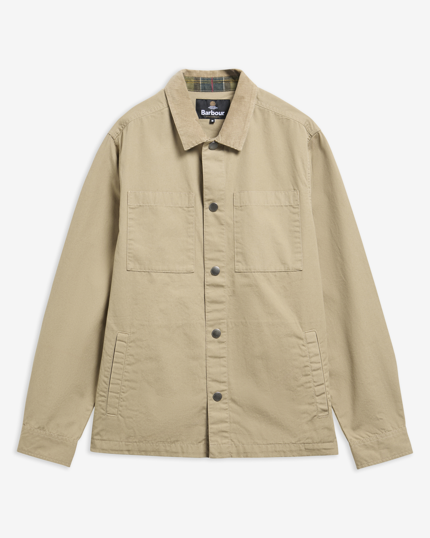 Barbour Overshirt Cord Collar Twill Washed Stone
