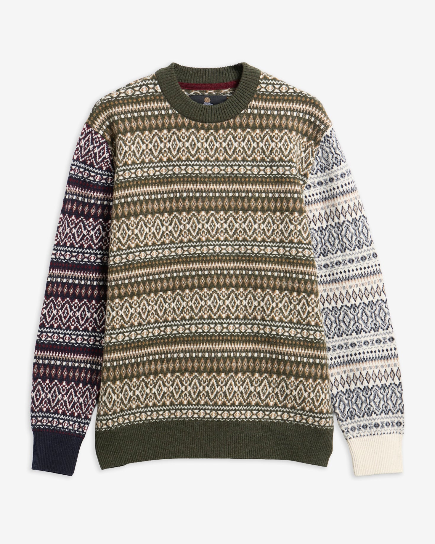 Barbour Pullover Hardale Patchwork Rundhalsausschnitt Olive
