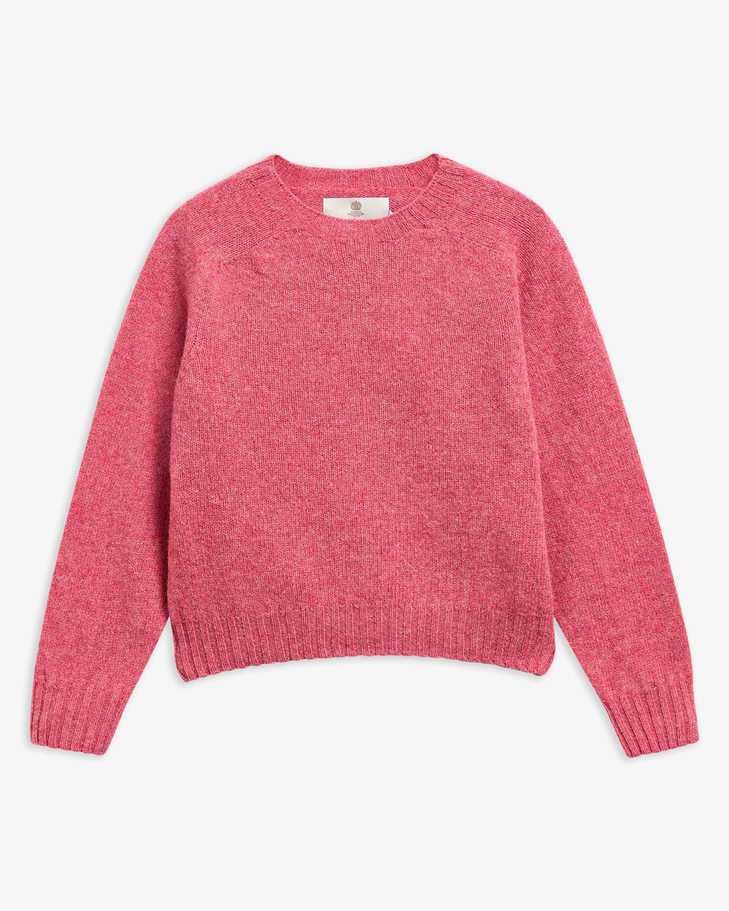 Scottish Made Dawn Wool Crew Neck Jumper Raspberry Red