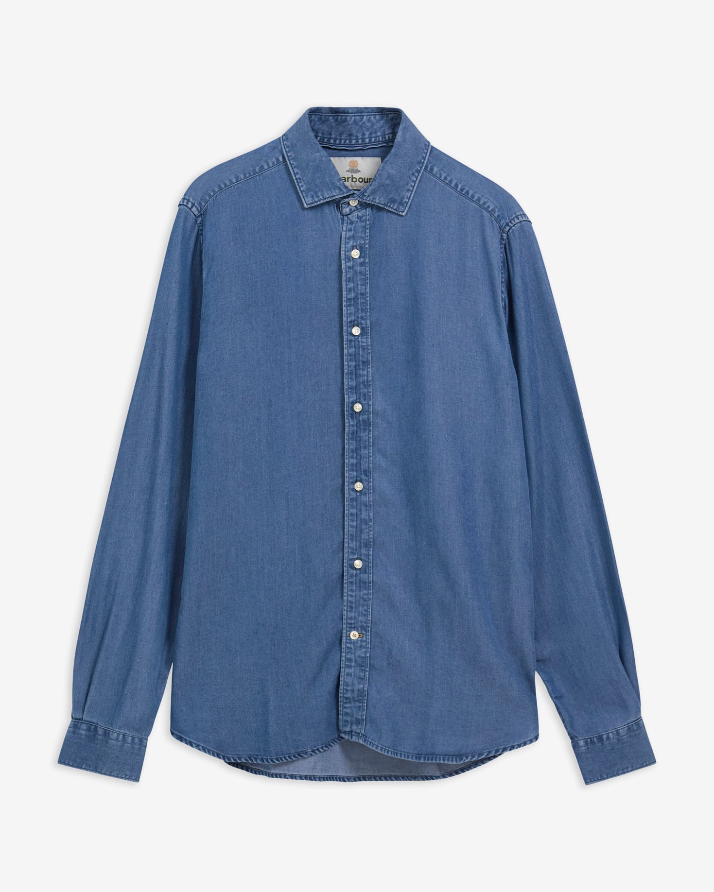 Burnett Denim Tailored Long-Sleeved Shirt Denim Blue