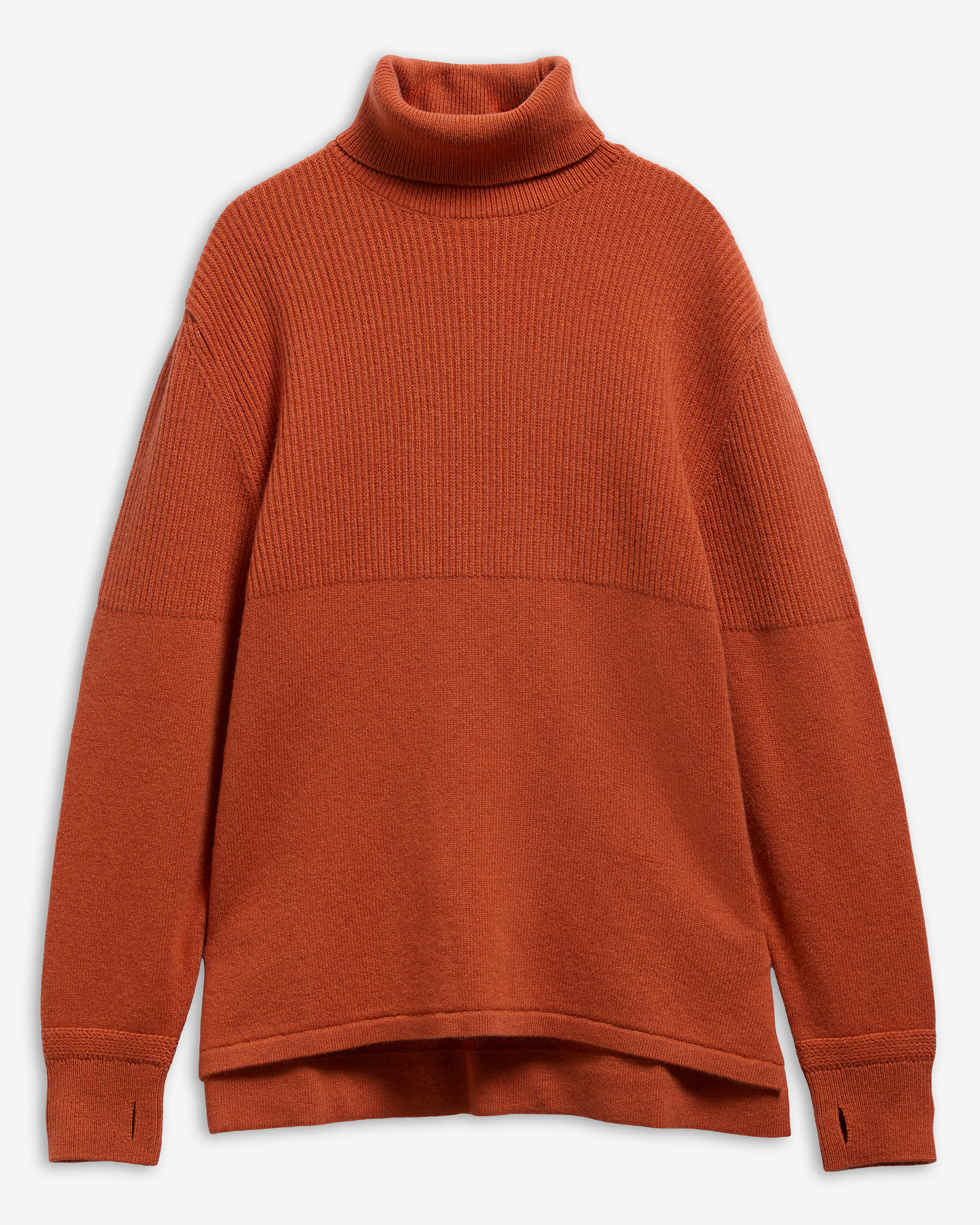 Maglione in lana a collo alto con risvolto Barbour x Norbit Burnt Orange