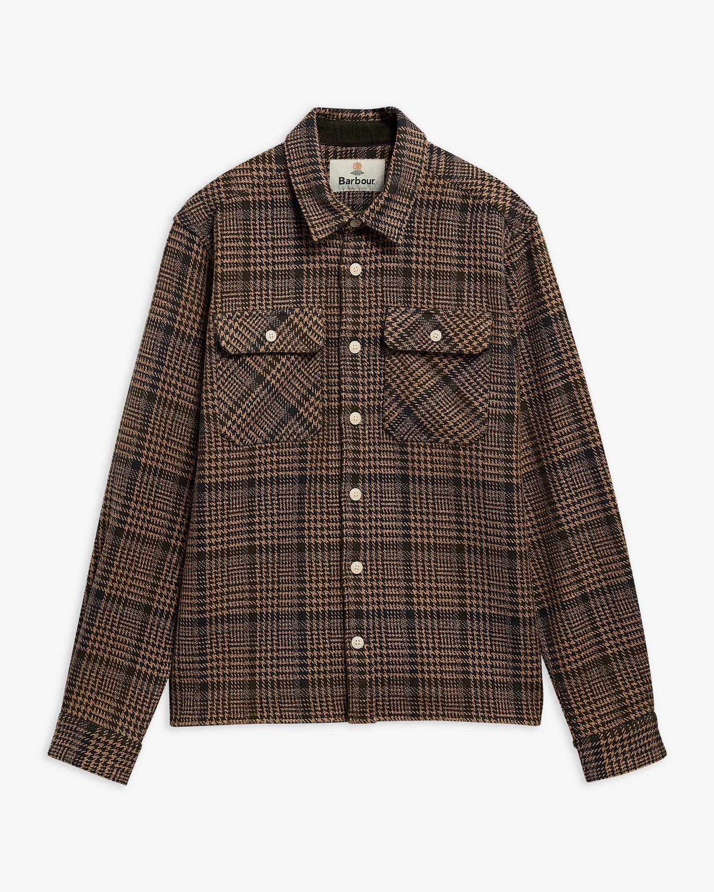 Barbour Hemd Millom Houndstooth Relaxed Fit Olive