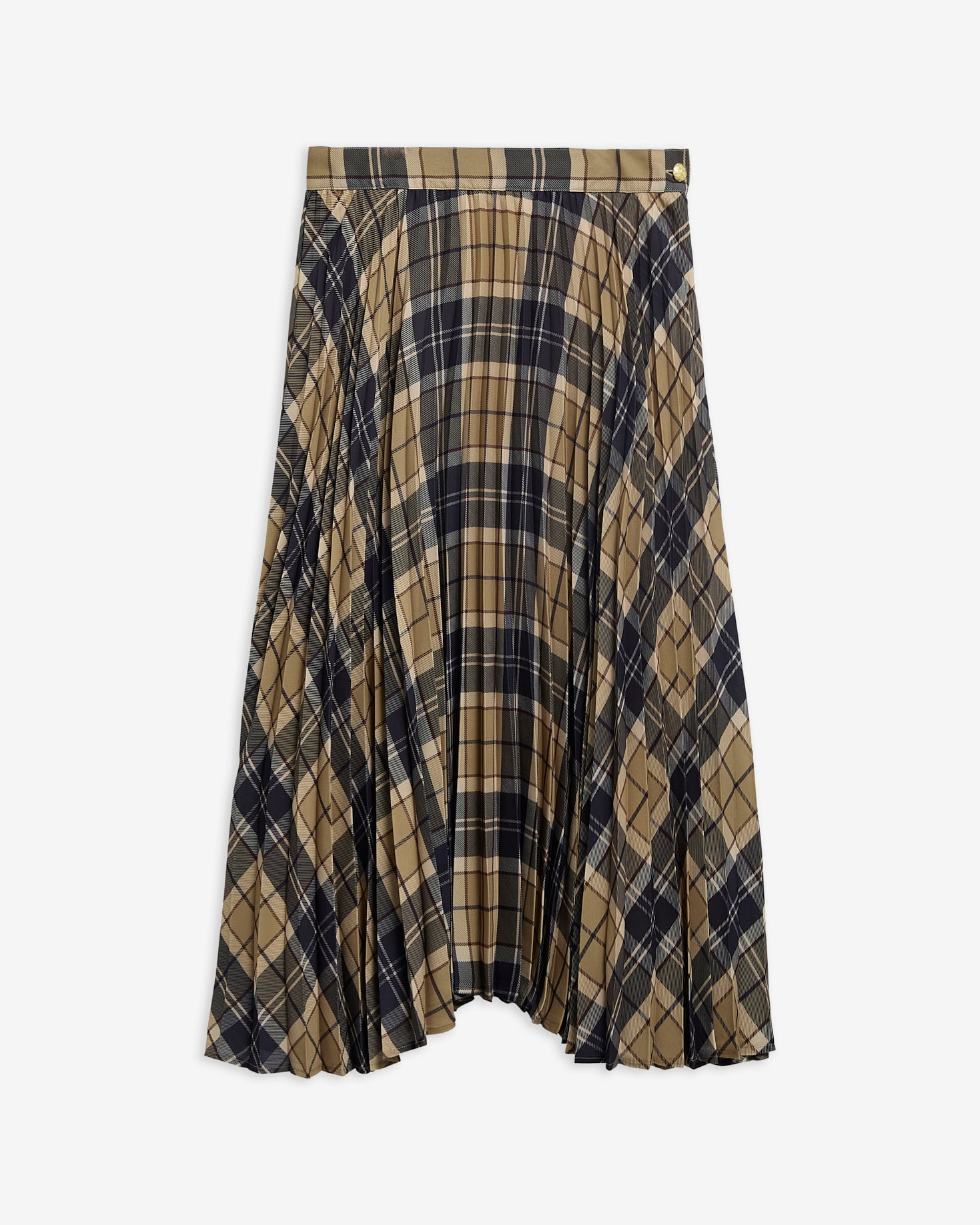 Ria Tartan Pleated Midi Skirt Birchwood Tartan