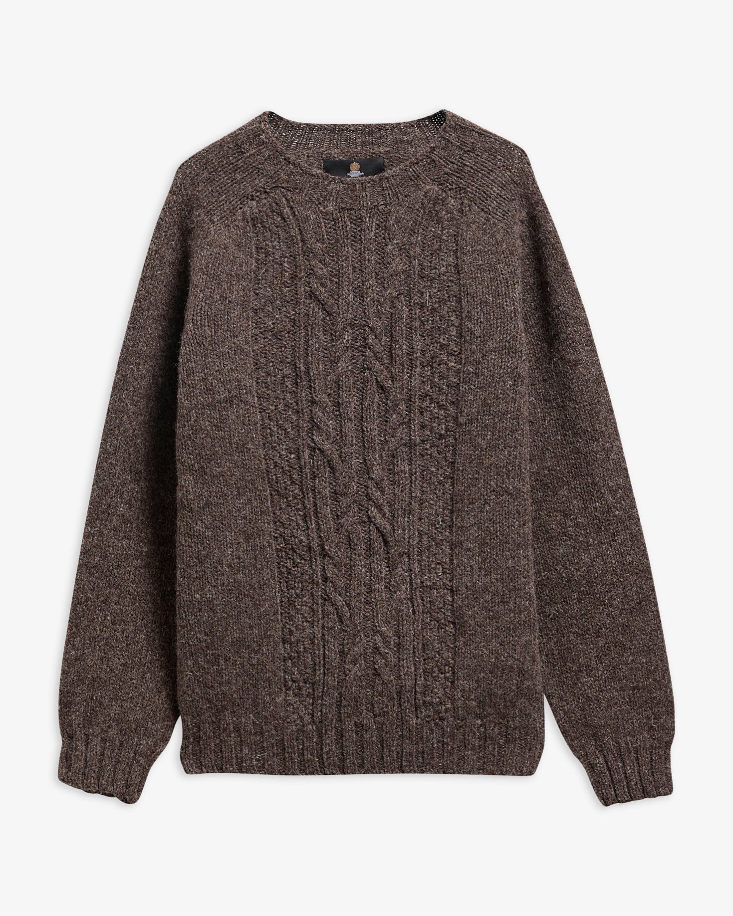 Scottish Made Natural Yarn Cable Knit Jumper Medium Brown