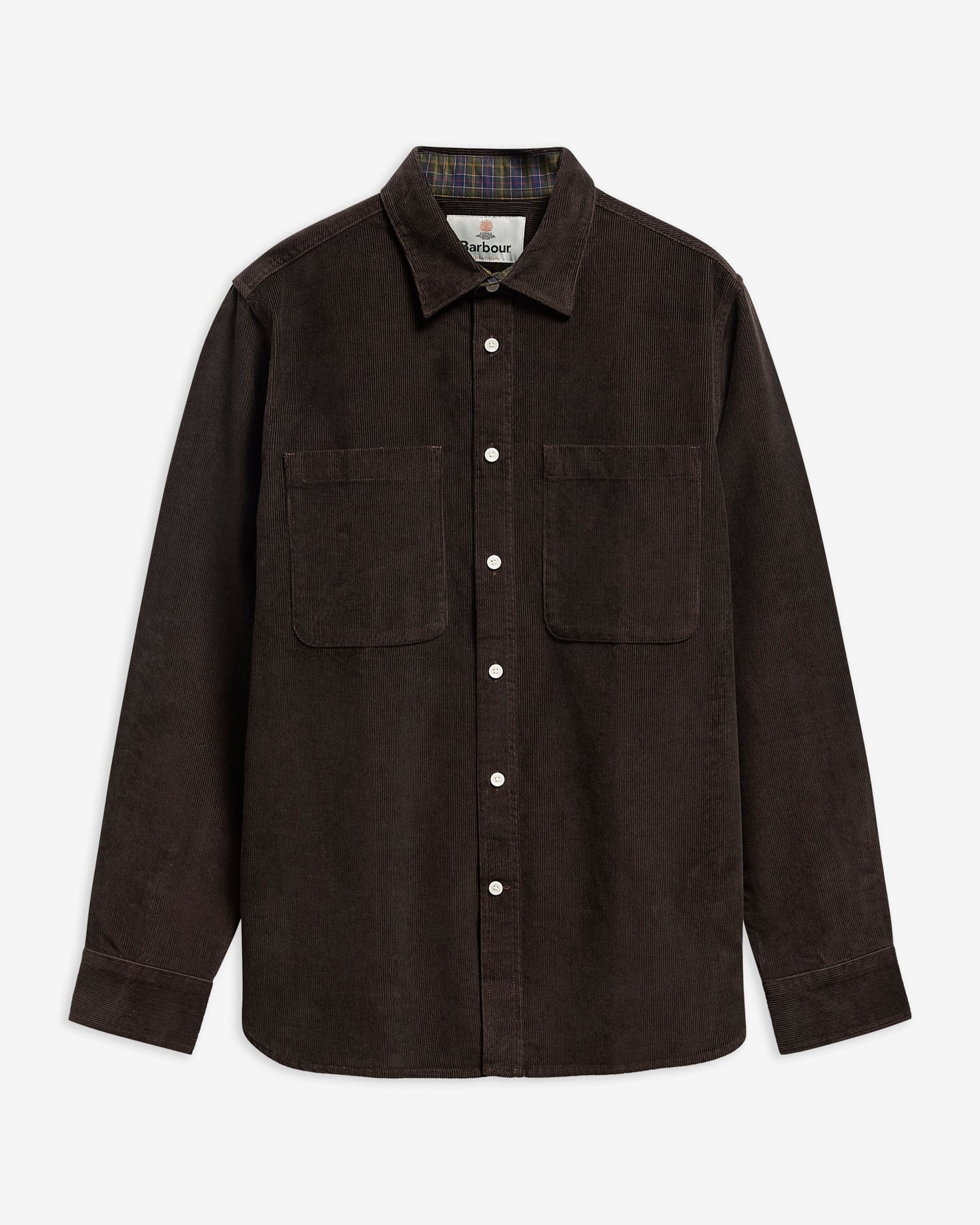 Camicia a coste sottili con maniche lunghe e taglio classico Brown