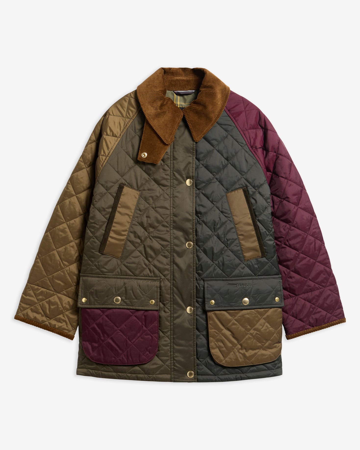 Patchwork Bedale Quilted Jacket Olive/Beech/Dk Olive/Merlot/Classic