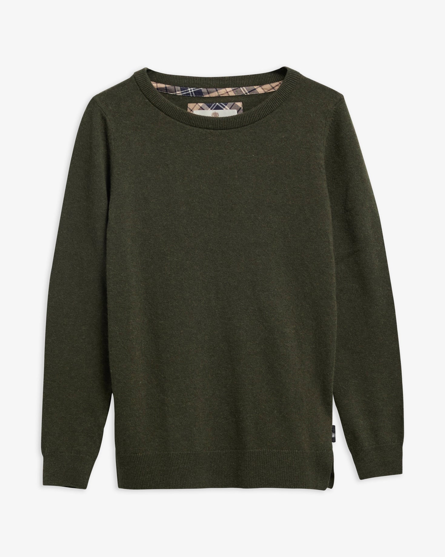 Felpa Pendle Crew Knit Olive/Birchwood Tartan