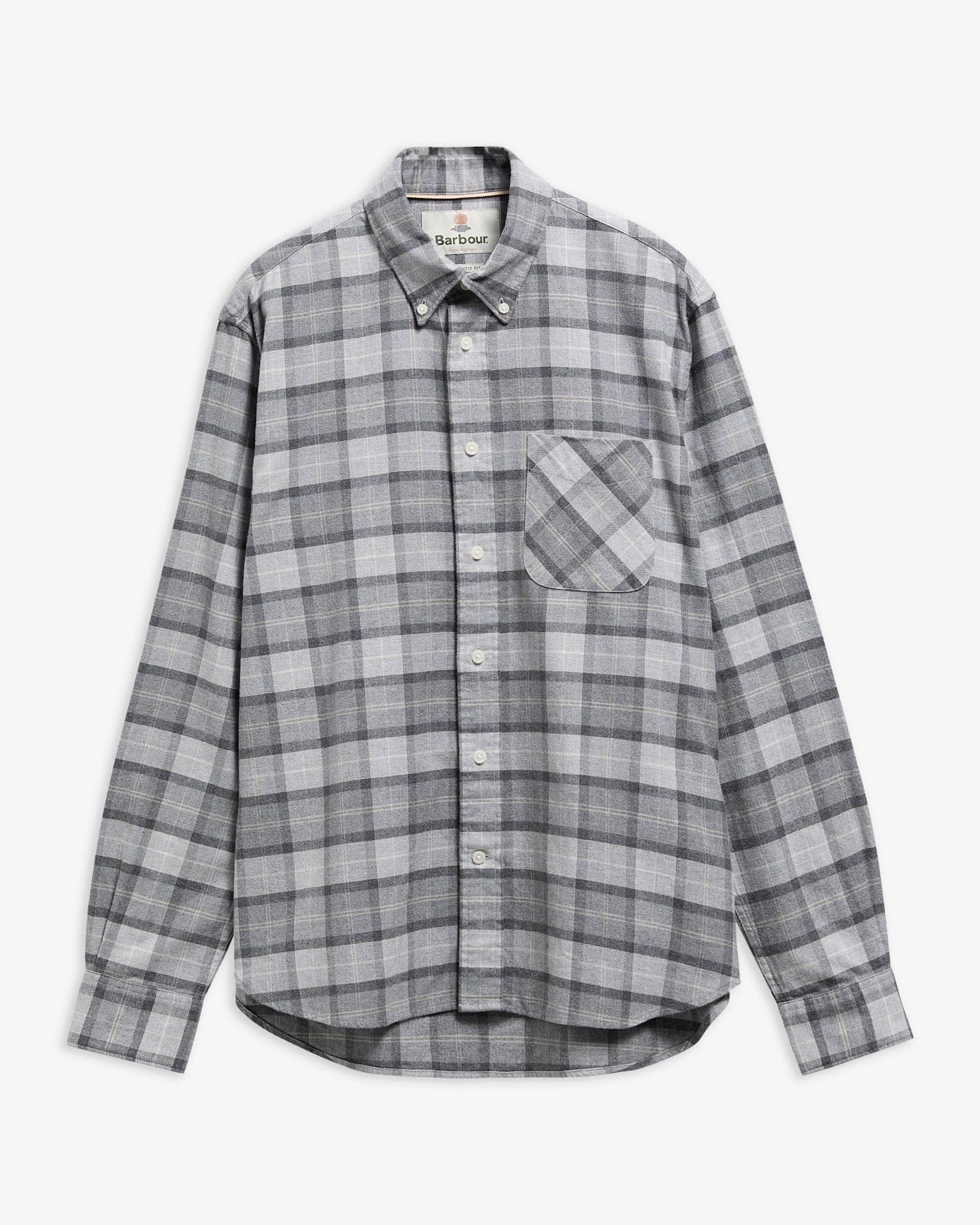 Mineral Tartan Authentic-Fit Long-Sleeved Shirt Ice Granite
