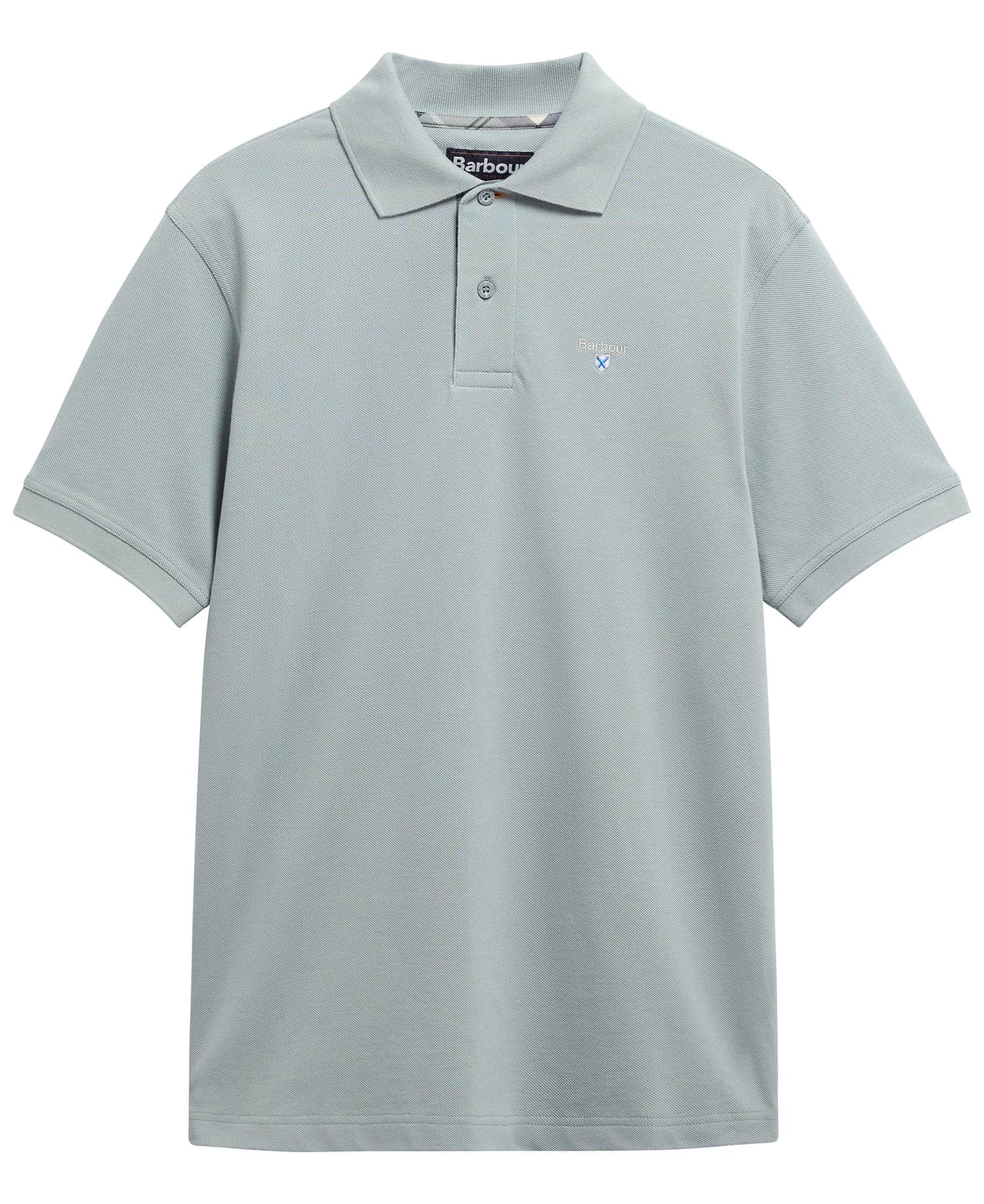 Tartan Pique Polo Shirt Dusty Slate