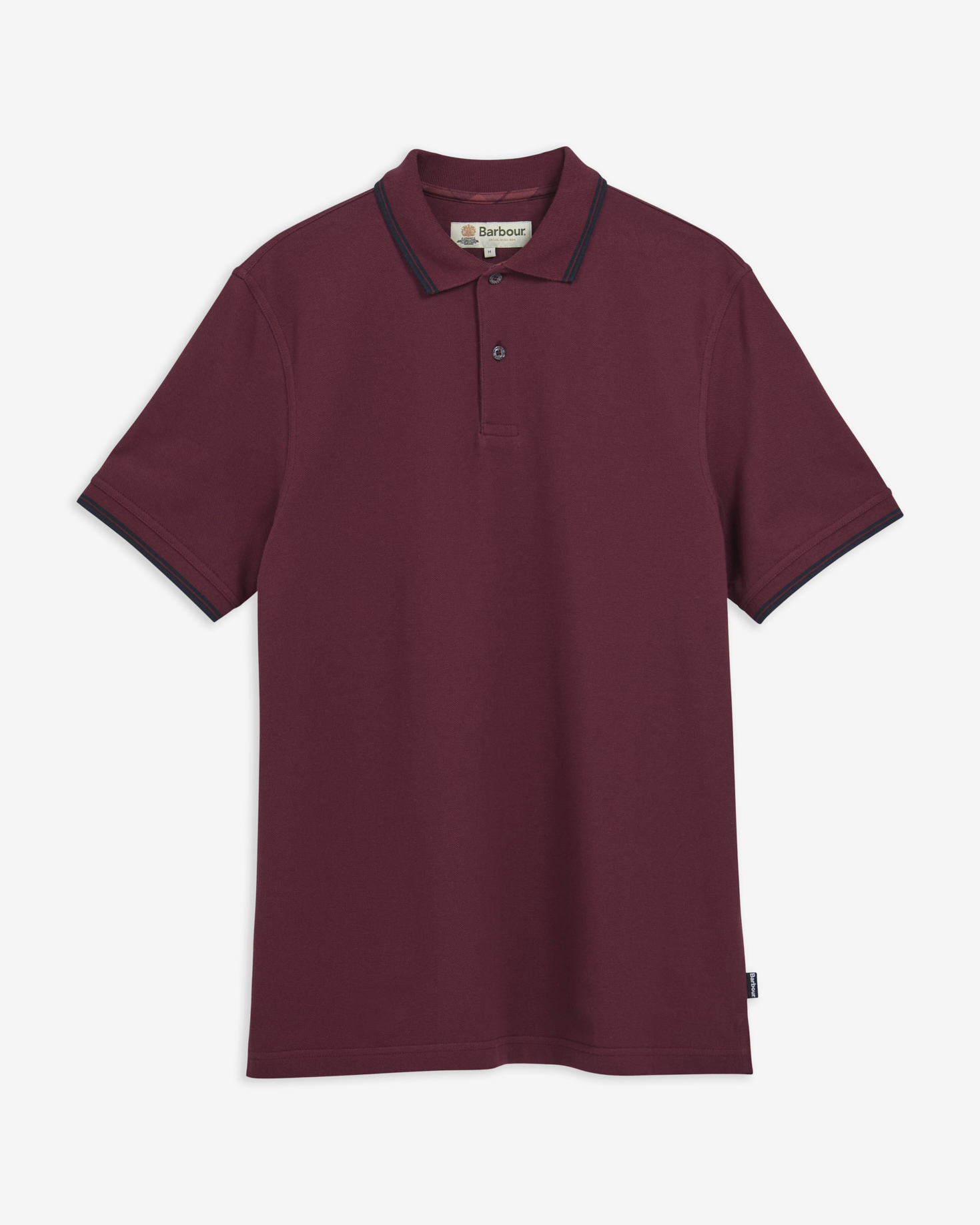 Lunan Tartan Trimmed Tailored Polo Shirt Dark Bordeaux