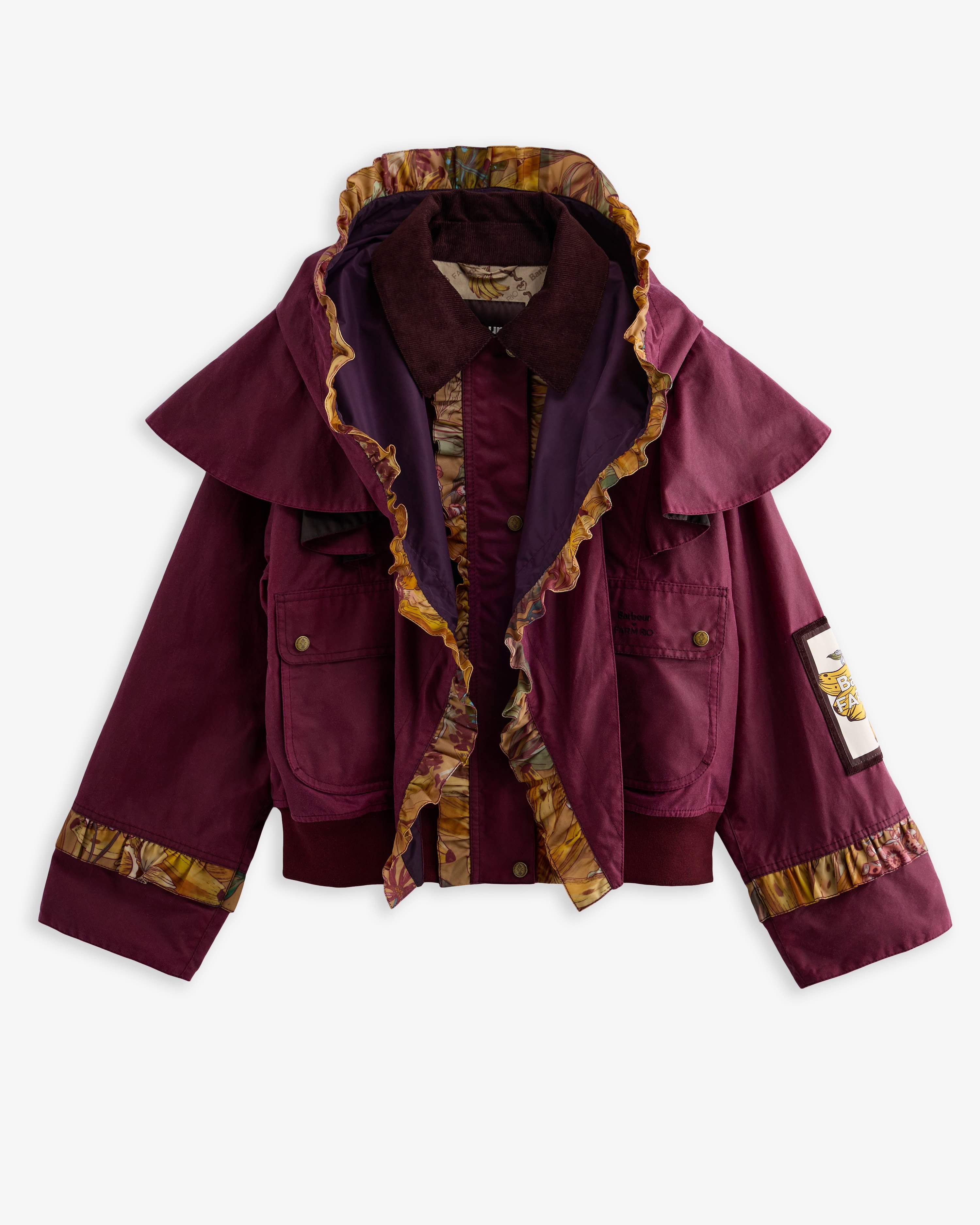Barbour FARM Rio Serra Waxed Jacket Wine/Banana Groove