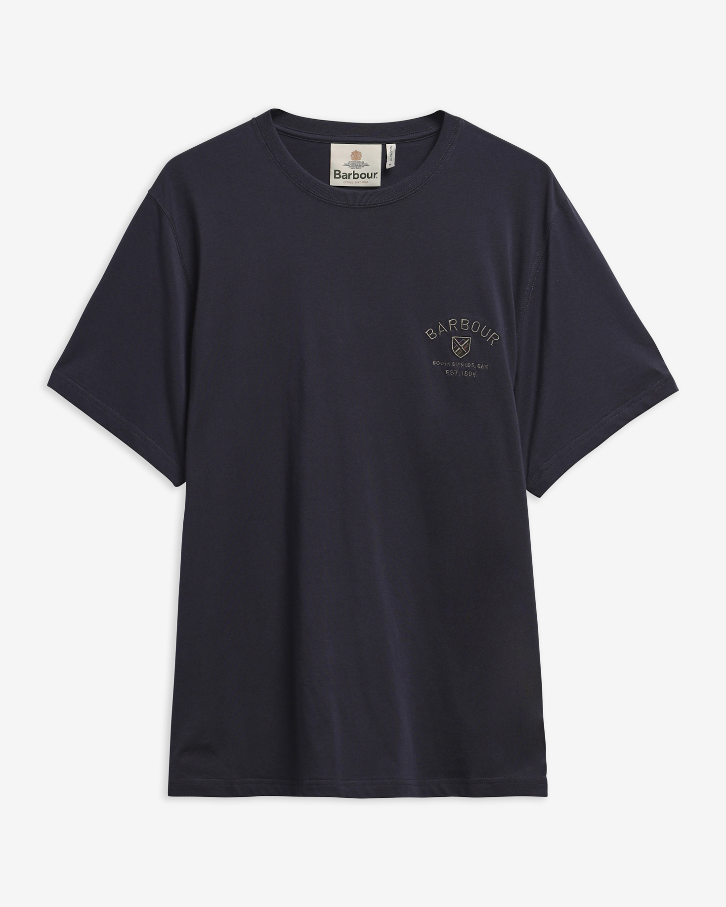 T-shirt leggermente aderente con scudo in tartan Navy